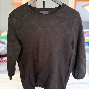 Ann Taylor Black Textured Scoopneck Sweater